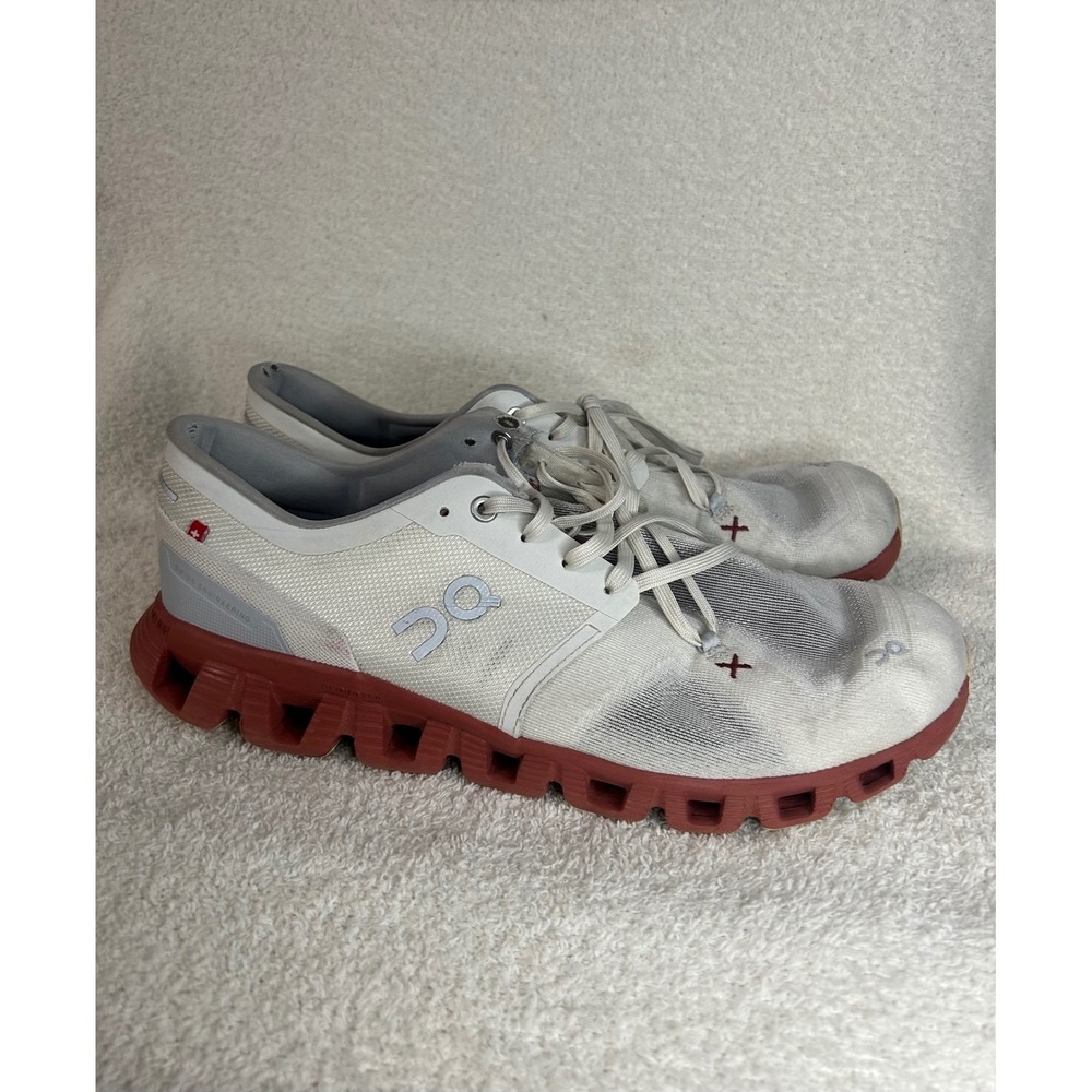 On Running Cloud X Men's Training Shoes White Terracotta Mesh Sneakers 10.5